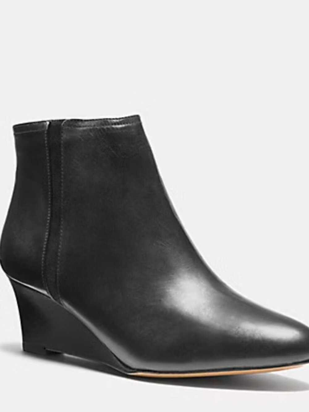 NEW Coach Maya Leather Wedge Ankle Bootie Black Size 6B